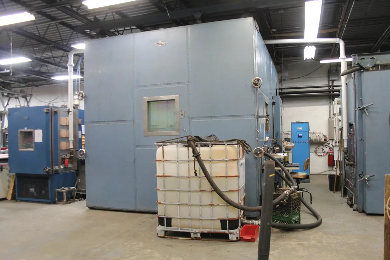 Walk-in environmental test chambers on the lab floor